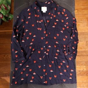 Anthropologie Maeve Navy Fox Blouse